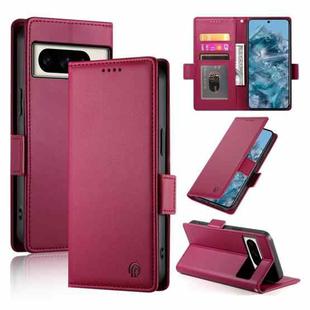 For Google Pixel 8 Pro Side Buckle Magnetic Frosted Leather Phone Case(Wine Red)