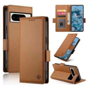 For Google Pixel 8 Pro Side Buckle Magnetic Frosted Leather Phone Case(Brown)