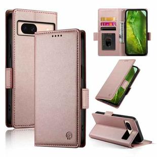 For Google Pixel 8a Side Buckle Magnetic Frosted Leather Phone Case(Rose Gold)