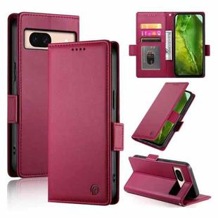 For Google Pixel 8a Side Buckle Magnetic Frosted Leather Phone Case(Wine Red)