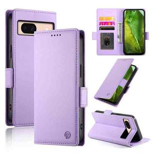 For Google Pixel 8a Side Buckle Magnetic Frosted Leather Phone Case(Purple)