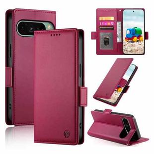 For Google Pixel 9 Side Buckle Magnetic Frosted Leather Phone Case(Wine Red)