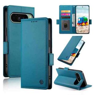 For Google Pixel 9 Side Buckle Magnetic Frosted Leather Phone Case(Blue)