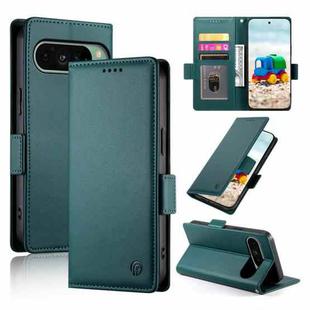 For Google Pixel 9 Side Buckle Magnetic Frosted Leather Phone Case(Dark Green)
