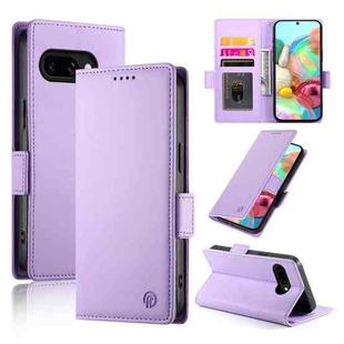 For Google Pixel 9a Side Buckle Magnetic Frosted Leather Phone Case(Purple)