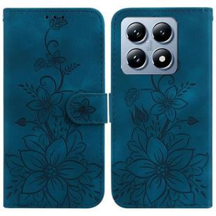 For Xiaomi 14T Lily Embossed Leather Phone Case(Dark Blue)