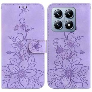 For Xiaomi 14T Pro Lily Embossed Leather Phone Case(Purple)