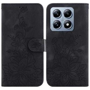 For Xiaomi 14T Pro Lily Embossed Leather Phone Case(Black)