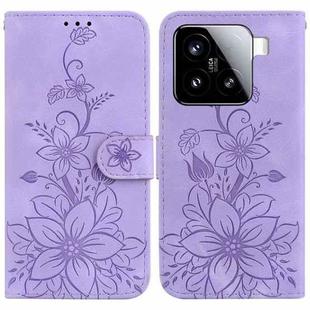 For Xiaomi 15 Lily Embossed Leather Phone Case(Purple)