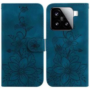 For Xiaomi 15 Lily Embossed Leather Phone Case(Dark Blue)