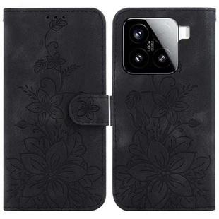 For Xiaomi 15 Lily Embossed Leather Phone Case(Black)