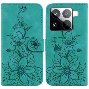 For Xiaomi 15 Pro Lily Embossed Leather Phone Case(Green)