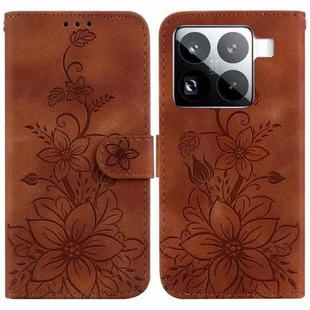 For Xiaomi 15 Pro Lily Embossed Leather Phone Case(Brown)