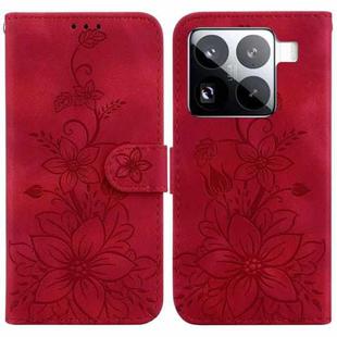For Xiaomi 15 Pro Lily Embossed Leather Phone Case(Red)