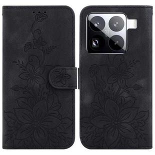 For Xiaomi 15 Pro Lily Embossed Leather Phone Case(Black)