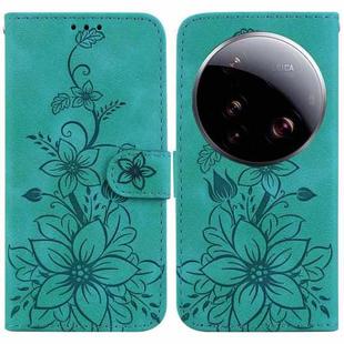For Xiaomi 15 Ultra Lily Embossed Leather Phone Case(Green)