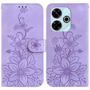 For Xiaomi Redmi 13 4G Lily Embossed Leather Phone Case(Purple)