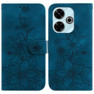 For Xiaomi Redmi 13 4G Lily Embossed Leather Phone Case(Dark Blue)