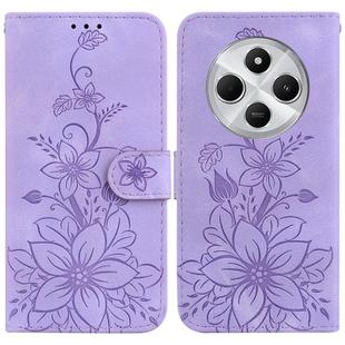 For Redmi 14C 4G Lily Embossed Leather Phone Case(Purple)