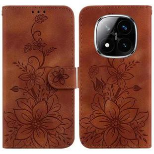 For Redmi Note 14 Pro / Note 14 Pro+ 5G Lily Embossed Leather Phone Case(Brown)