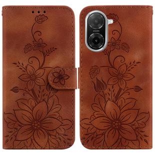 For Redmi A5 4G 173.3mm Lily Embossed Leather Phone Case(Brown)