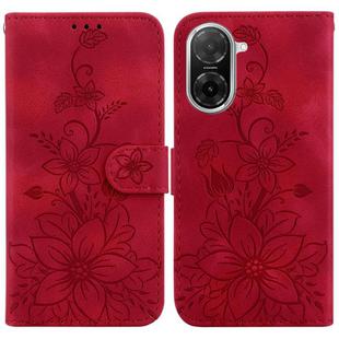 For Redmi A5 4G 173.3mm Lily Embossed Leather Phone Case(Red)