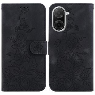 For Redmi A5 4G 173.3mm Lily Embossed Leather Phone Case(Black)