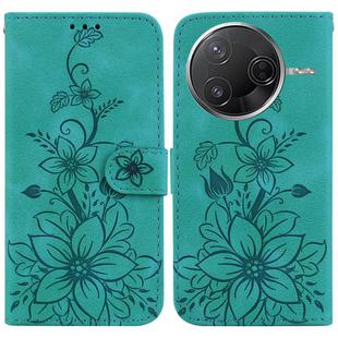 For Redmi K80 / K80 Pro / Xiaomi Poco F7 Pro Lily Embossed Leather Phone Case(Green)