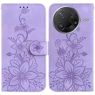 For Redmi K80 / K80 Pro / Xiaomi Poco F7 Pro Lily Embossed Leather Phone Case(Purple)