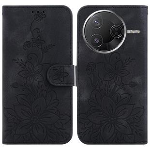 For Redmi K80 / K80 Pro / Xiaomi Poco F7 Pro Lily Embossed Leather Phone Case(Black)