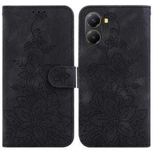 For Redmi Turbo 4 / Xiaomi Poco X7 Pro Lily Embossed Leather Phone Case(Black)