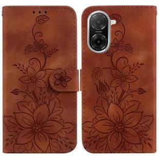 For Redmi A5 4G 171.7mm Lily Embossed Leather Phone Case(Brown)