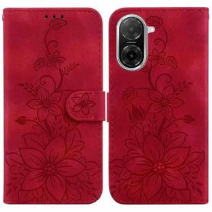 For Redmi A5 4G 171.7mm Lily Embossed Leather Phone Case(Red)