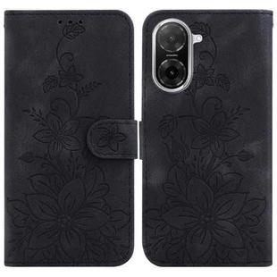For Redmi A5 4G 171.7mm Lily Embossed Leather Phone Case(Black)