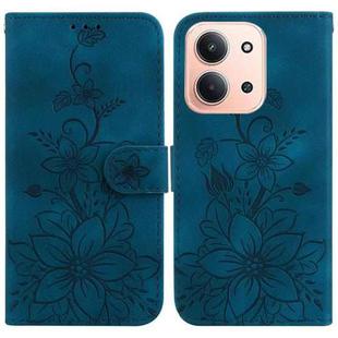 For Redmi 15C 4G 173.1mm / 15C 5G 173.1mm Lily Embossed Leather Phone Case(Dark Blue)