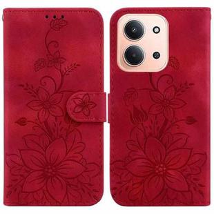 For Redmi 15C 4G 173.1mm / 15C 5G 173.1mm Lily Embossed Leather Phone Case(Red)