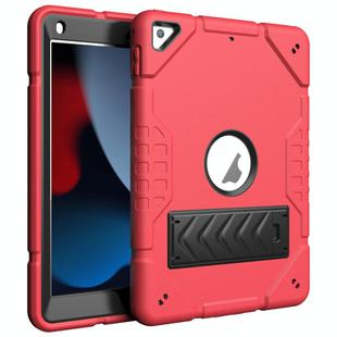 For iPad 10.2 2021 / 2020 / 2019 Armor Holder Silicone Hybrid PC Tablet Case(Red Black)
