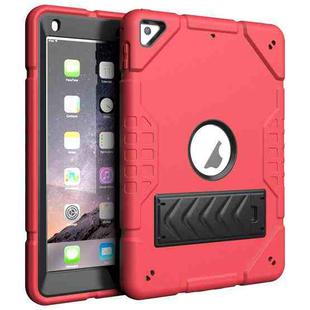 For iPad 9.7 2018 / Air / Air 2 Armor Holder Silicone Hybrid PC Tablet Case(Red Black)