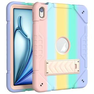 For iPad Air 11 2025 / 2024 Armor Holder Silicone Hybrid PC Tablet Case(Gradient Color Gold)