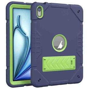 For iPad Air 11 2024 Armor Holder Silicone Hybrid PC Tablet Case(Navy Yellow Green)