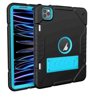 For iPad Pro 11 2022 / 2021 / 2020 Armor Holder Silicone Hybrid PC Tablet Case(Black Blue)