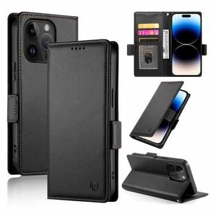 For iPhone 14 Pro Side Buckle Magnetic Frosted Leather Phone Case(Black)