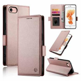 For iPhone SE 2022 / SE 2020 / 8 Side Buckle Magnetic Frosted Leather Phone Case(Rose Gold)