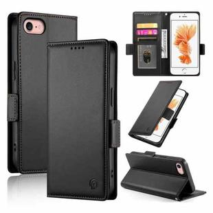 For iPhone SE 2022 / SE 2020 / 8 Side Buckle Magnetic Frosted Leather Phone Case(Black)