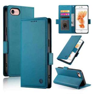 For iPhone SE 2022 / SE 2020 / 8 Side Buckle Magnetic Frosted Leather Phone Case(Blue)