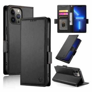 For iPhone 13 Pro Max Side Buckle Magnetic Frosted Leather Phone Case(Black)