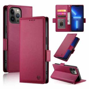 For iPhone 13 Pro Max Side Buckle Magnetic Frosted Leather Phone Case(Wine Red)