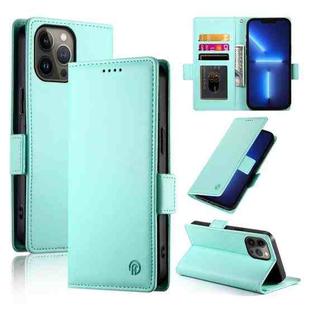 For iPhone 13 Pro Max Side Buckle Magnetic Frosted Leather Phone Case(Mint Green)