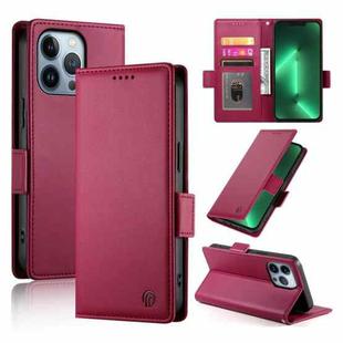 For iPhone 13 Pro Side Buckle Magnetic Frosted Leather Phone Case(Wine Red)