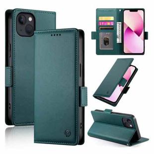 For iPhone 13 Side Buckle Magnetic Frosted Leather Phone Case(Dark Green)